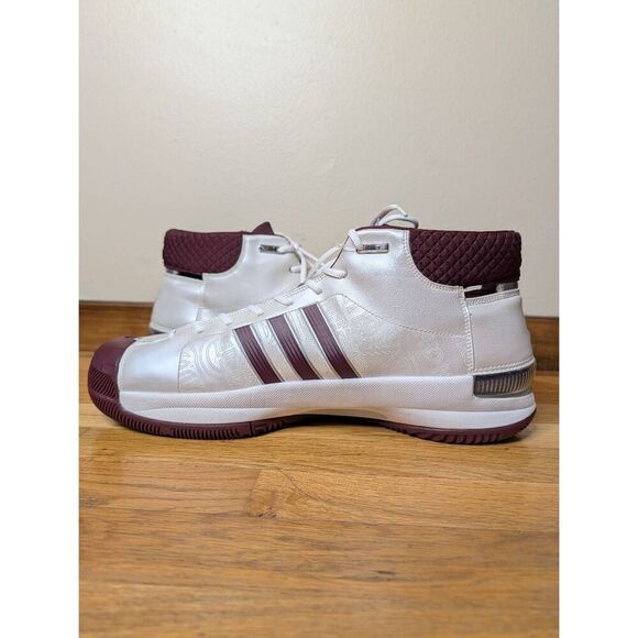 Adidas TS Pro Model Basketball Shoes Men’s Size 19 White Maroon Rare EUC main image 8